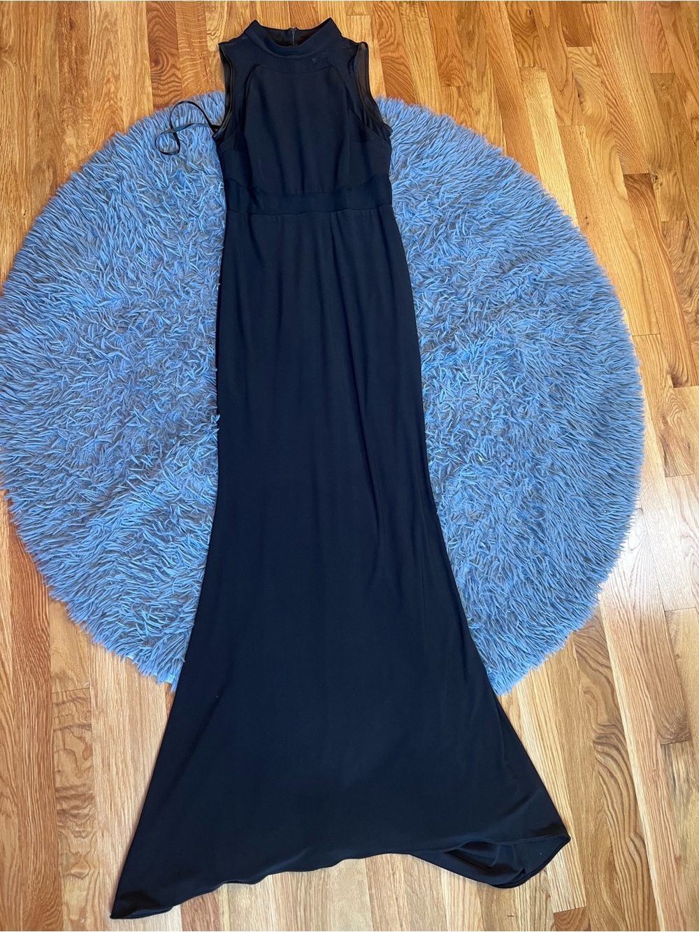 Betsy & Adam Sleeveless Black Mesh Panel Maxi Gown Dress Size 8